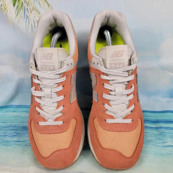 New Balance Women's Sneakers in Coral, Peach, and Beige - Picture 3 of 9